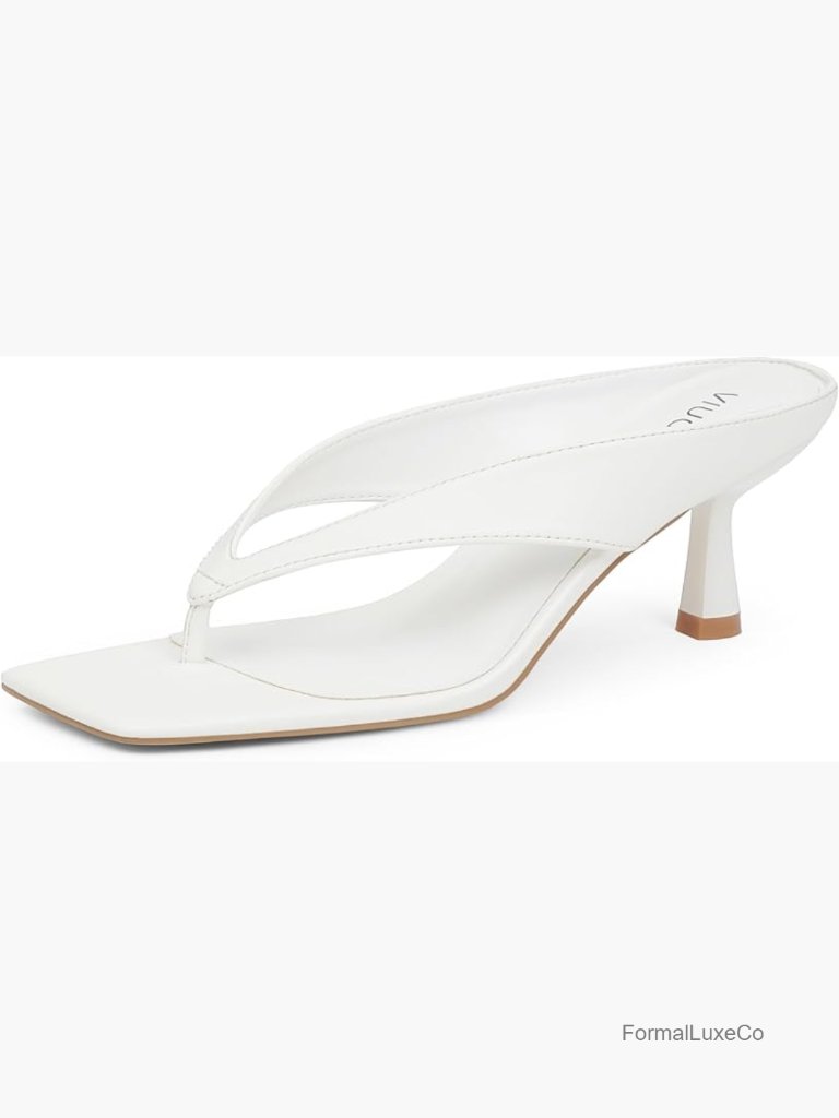 Kitten Heels Flip Flops Slip On Open Toe Low Heels Thong Square Slide Summer
